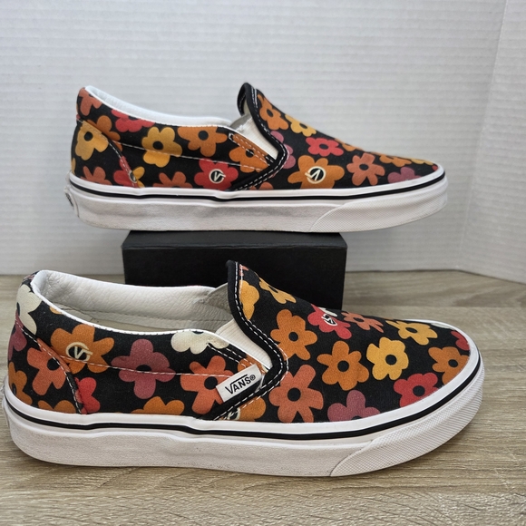 Vans Floral Slip-On Sneakers - Black, Orange, Red, White - Picture 3 of 11